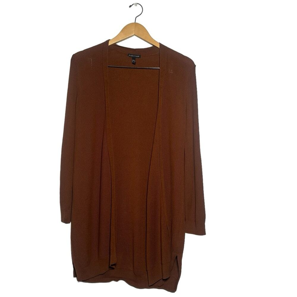 Eileen Fisher Women’s Chocolate Brown Long Cardigan Sweater in Size Small